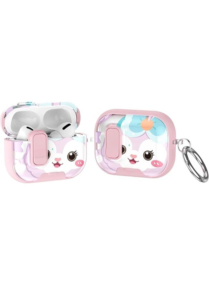 Cute Latch Painted All-inclusive Case For AirPods Pro 2 2025 Cover with Switch Safety Lock+Bottom Stand Bracket (cute cat, AirPods Pro 2) - Image 2